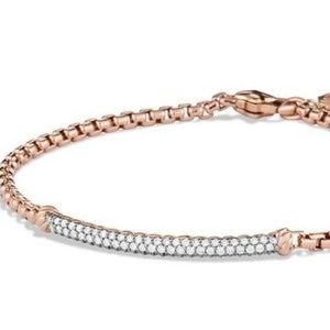 David Yurman rose gold and diamonds petite pave metro bracelet